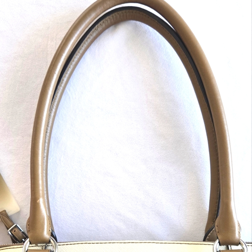 New! Tumi Verona Double Zip Satchel Villa Bag Purse SAND COATED Twill - Picture 4 of 14